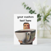  Happy Man Drink Giant Cup koffie Briefkaart (Staand voorkant)