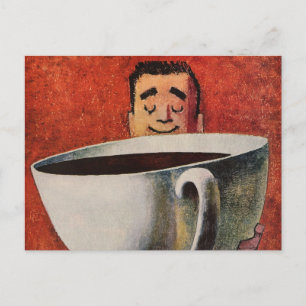  Happy Man Drink Giant Cup koffie Briefkaart