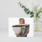  Happy Man Drink Giant Cup koffie Briefkaart (Staand voorkant)