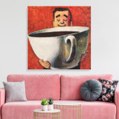  Happy Man Drink Giant Cup koffie Canvas Afdruk (Insitu (Woonkamer))