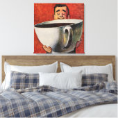  Happy Man Drink Giant Cup koffie Canvas Afdruk (Insitu (Slaapkamer))