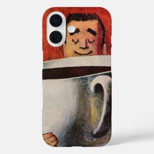  Happy Man Drink Giant Cup koffie iPhone 16 Hoesje