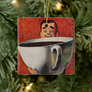 Happy Man Drink Giant Cup koffie Keramisch Ornament