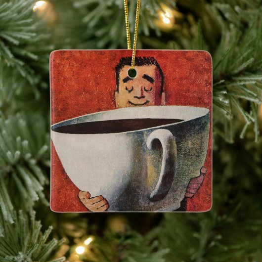 Happy Man Drink Giant Cup koffie Keramisch Ornament (Boom)