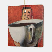  Happy Man Drink Giant Cup koffie Keramisch Ornament (Links)
