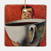  Happy Man Drink Giant Cup koffie Keramisch Ornament (Achterkant)