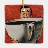  Happy Man Drink Giant Cup koffie Keramisch Ornament (Voorkant)