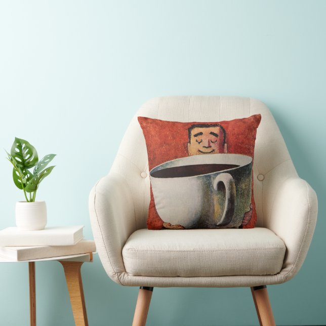  Happy Man Drink Giant Cup koffie Kussen (Stoel)