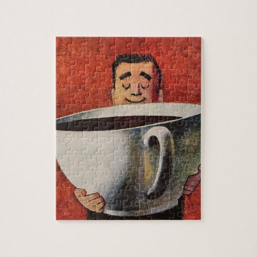 Happy Man Drink Giant Cup koffie Legpuzzel (Verticaal)