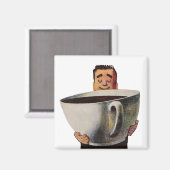  Happy Man Drink Giant Cup koffie Magneet (Voorkant / Achterkant)