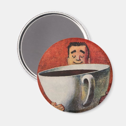 Happy Man Drink Giant Cup koffie Magneet (Voorkant / Achterkant)