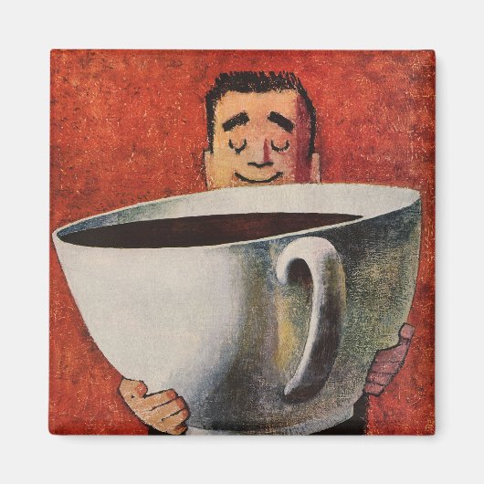  Happy Man Drink Giant Cup koffie Magneet (Voorkant)