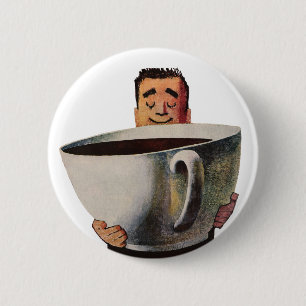 Happy Man Drink Giant Cup koffie Ronde Button 5,7 Cm