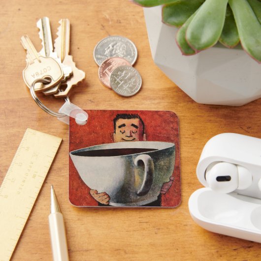  Happy Man Drink Giant Cup koffie Sleutelhanger (Bureau)