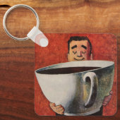  Happy Man Drink Giant Cup koffie Sleutelhanger (Voorkant)