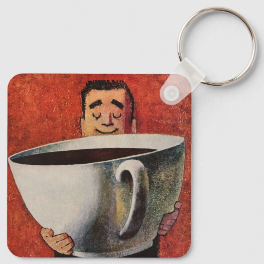  Happy Man Drink Giant Cup koffie Sleutelhanger (Achterkant)