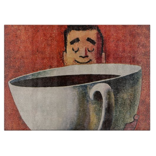  Happy Man Drink Giant Cup koffie Snijplank (Voorkant)