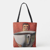 Happy Man Drink Giant Cup koffie Tote Bag (Achterkant)