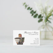  Happy Man Drink Giant Cup koffie Visitekaartje (Staand voorkant)