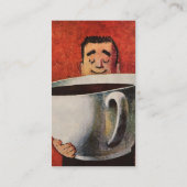  Happy Man Drink Giant Cup koffie Visitekaartje (Achterkant)