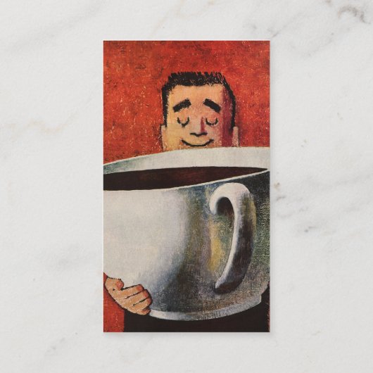  Happy Man Drink Giant Cup koffie Visitekaartje (Achterkant)
