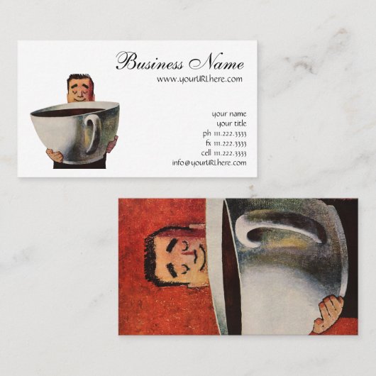  Happy Man Drink Giant Cup koffie Visitekaartje (Voorkant / Achterkant)