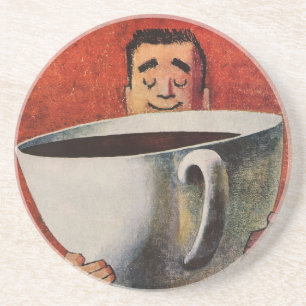 Happy Man Drink Giant Cup koffie Zandsteen Onderzetter