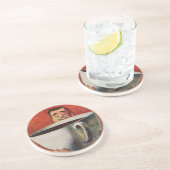 Happy Man Drink Giant Cup koffie Zandsteen Onderzetter (Zijkant)