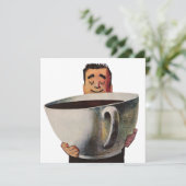  Happy Man, Giant Cup Koffieuitnodiging Kaart (Staand voorkant)