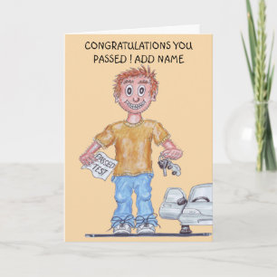 Happy man is pas geslaagd voor de rijexamenkaart kaart