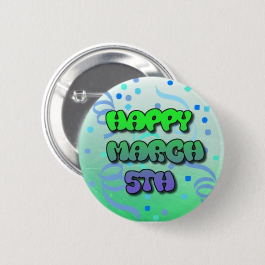 Happy March 5th Confetti Button (Voorkant /achterkant)