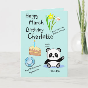 Happy March Birthday Gevouwen Wenskaart Kaart