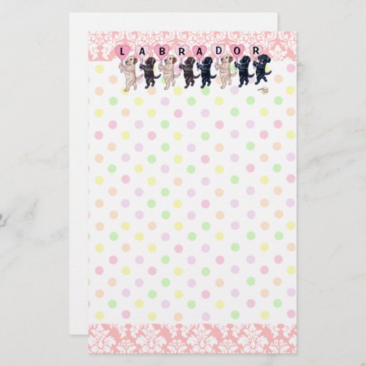 Happy Marching Labradors schilderen Briefpapier (Voorkant / Achterkant)
