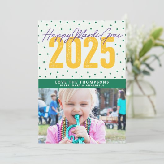 Happy Mardi Gras 2025 Feestdagenkaart (Staand voorkant)