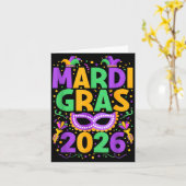 Happy Mardi Gras 2026 Costume New Orleans Matching Kaart (Gele Bloem)