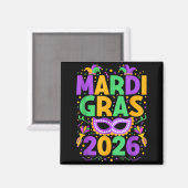 Happy Mardi Gras 2026 Costume New Orleans Matching Magneet (Voorkant / Achterkant)
