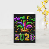 Happy Mardi Gras 2026 Jester Hat Men Women Kid Car Kaart (Gele Bloem)