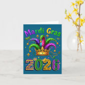 Happy Mardi Gras 2026 Jester Hat Men Women Kid Car Kaart (Gele Bloem)