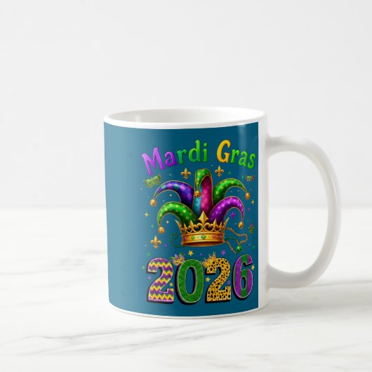 Happy Mardi Gras 2026 Jester Hat Men Women Kid Car Koffiemok (Rechts)