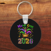 Happy Mardi Gras 2026 Jester Hat Men Women Kid Car Sleutelhanger (Voorkant)