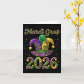 Happy Mardi Gras 2026 Jester Hat New Orleans Men W Kaart (Gele Bloem)