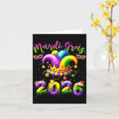 Happy Mardi Gras 2026 Jester Hat New Orleans Men W Kaart (Gele Bloem)