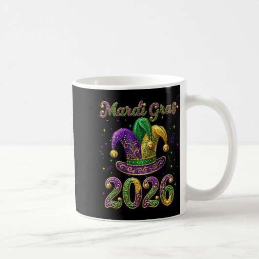 Happy Mardi Gras 2026 Jester Hat New Orleans Men W Koffiemok (Rechts)