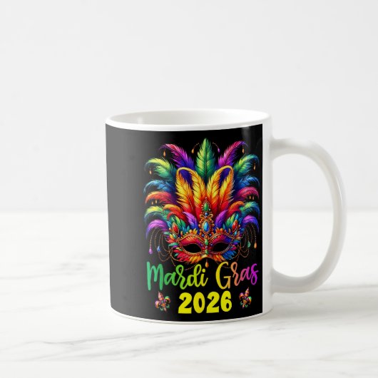 Happy Mardi Gras 2026 Jester Hat New Orleans Men W Koffiemok (Rechts)