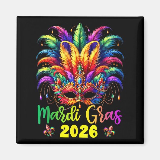 Happy Mardi Gras 2026 Jester Hat New Orleans Men W Magneet (Voorkant)