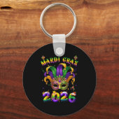 Happy Mardi Gras 2026 Jester Hat New Orleans Men W Sleutelhanger (Voorkant)
