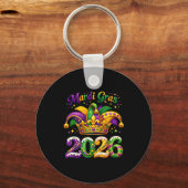 Happy Mardi Gras 2026 Jester Hat New Orleans Men W Sleutelhanger (Voorkant)