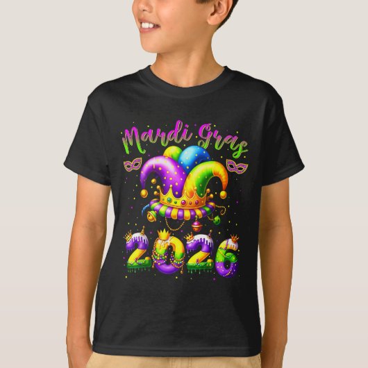 Happy Mardi Gras 2026 Jester Hat New Orleans Men W T-shirt (Voorkant)