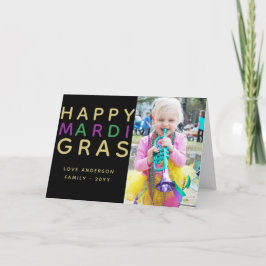 Happy Mardi Gras - Add Family PHOTO Card Kaart