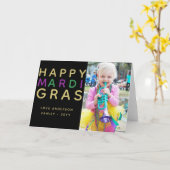Happy Mardi Gras - Add Family PHOTO Card Kaart (Gele Bloem)
